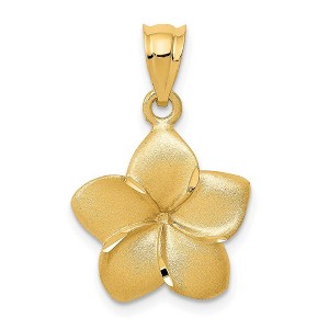 Black Bow Jewelry 14k Yellow Gold 15mm Satin Plumeria Pendant - 1 of 4