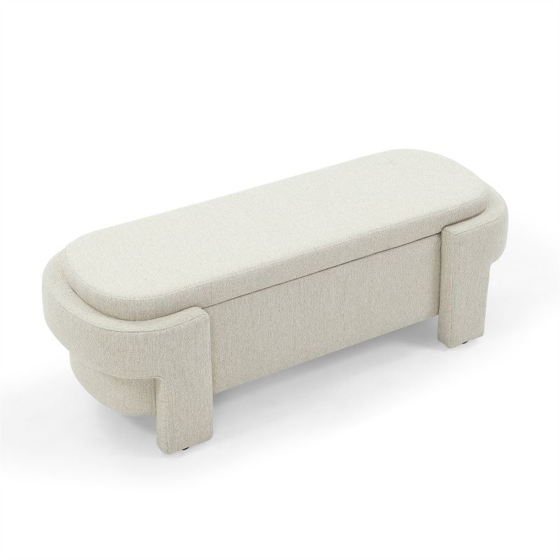 Karen- Large Storage Upholstered Linen Bench With Solid wood legs-Maison Boucle, 4 of 13