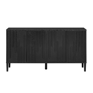 TiramisuBest 59.8" 4-Door Sideboard: Hidden Handle, Distinctive Solid Ash, Ample Storage, TV Stand for Living, Hallway, Dining & Office (Black) - 1 of 4