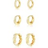 Gold Chunky Hoop Earrings Set for Women, 14K Gold Plated Twisted Huggie Hoop Earring, Thick Open Hoops Set Lightweight - 2 of 4