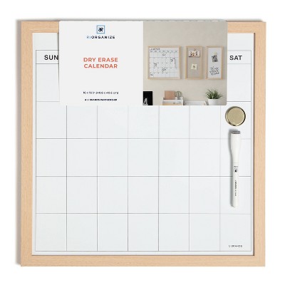 U Brands x RiOrganize 16''x16'' Flat Front MDF Frame Dry Erase Calendar