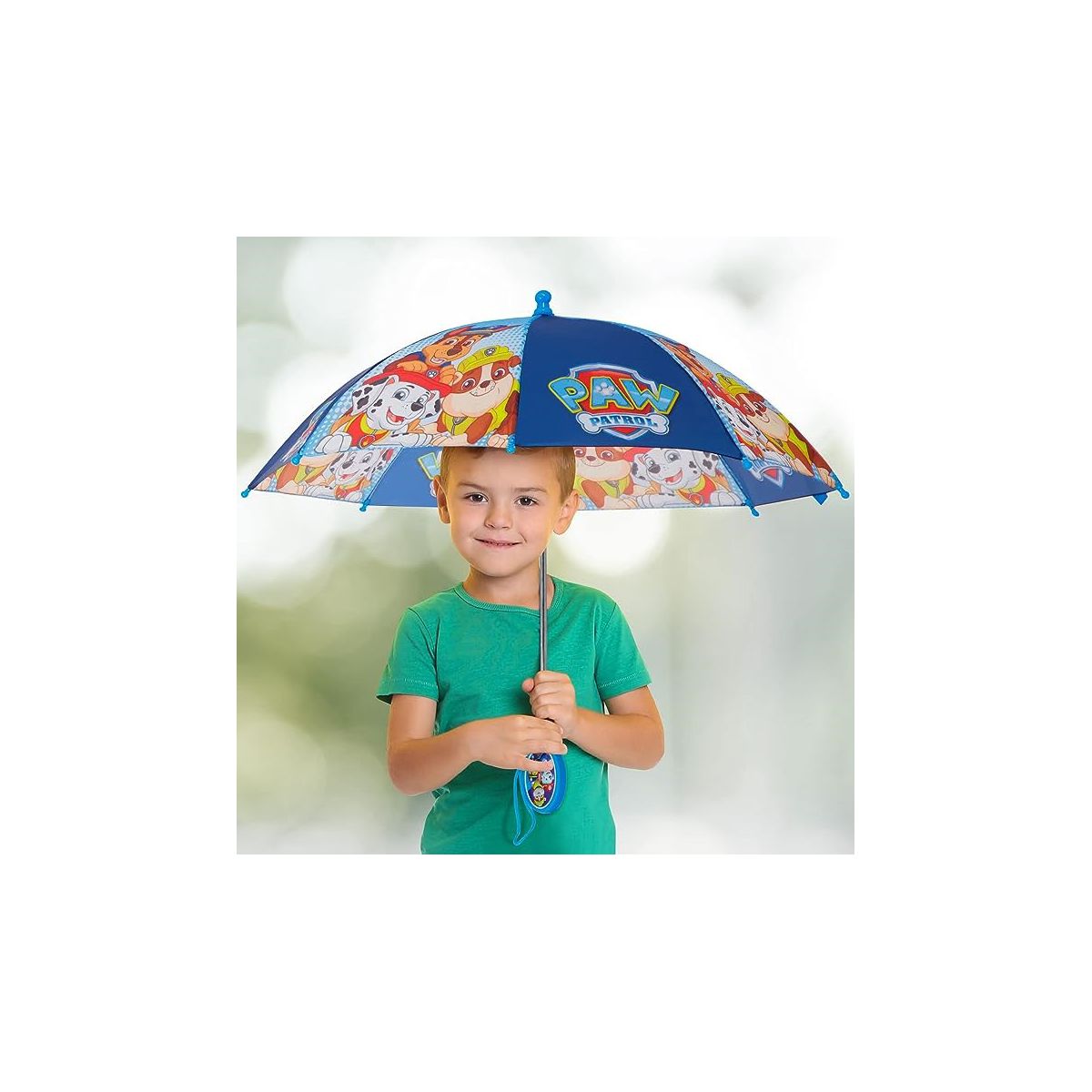 Paw Patrol Boy’s Umbrella, Kids Ages 3-7- Light Blue - thumbnail 2