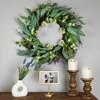 Northlight Olive Leaf and Floral Twig Spring Wreath - 23" - Green and White - image 2 of 4