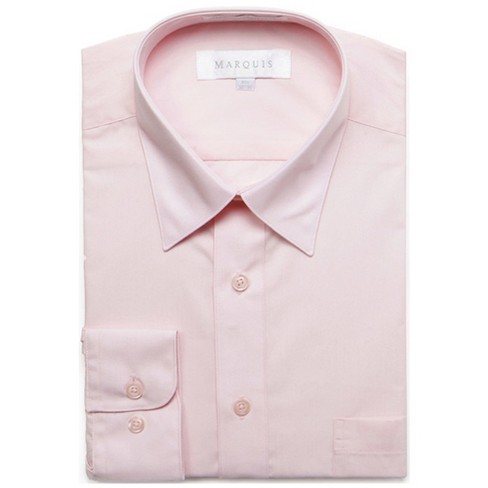 Marquis Men's Pink Long Sleeve Regular Fit Point Collar Dress Shirt 18. ...