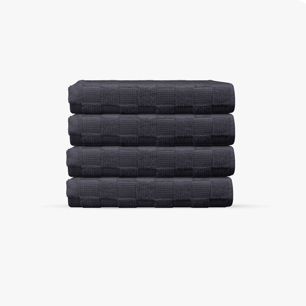 Photos - Towel Depera Home 4pc Waffle Terry Turkish Washcloth Set Anthracite