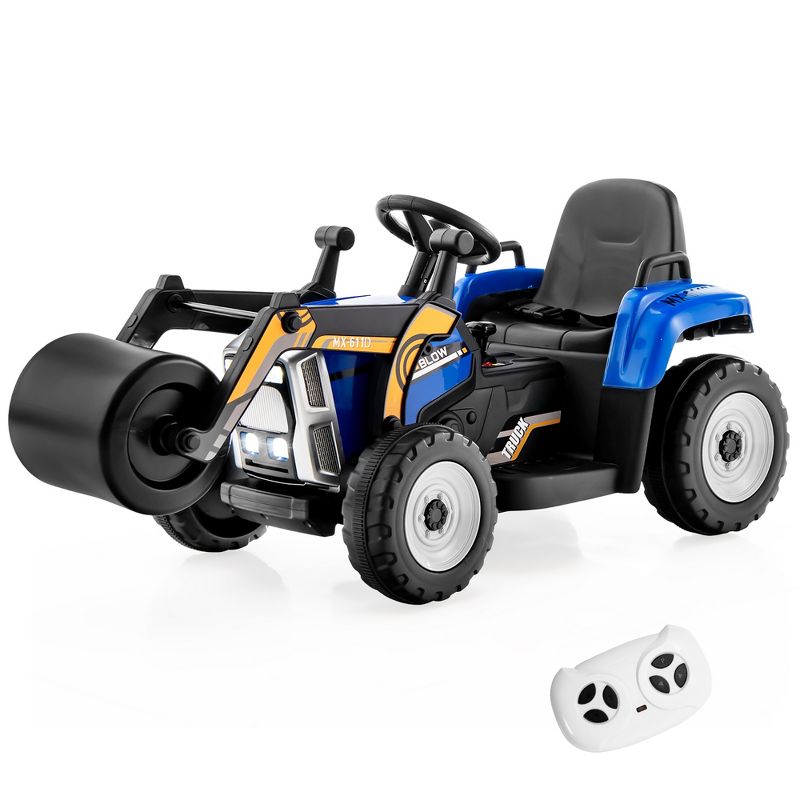 Costway Kids Ride On Roller 12V Electric Tractor Remote w/ Music & LED Light Yellow\Blue\Pink\Red, 1 of 11