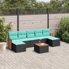 vidaXL 8 Piece Patio Sofa Set with Cushions Black Poly Rattan - 2 of 4