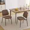 Gulches Mid Century Dining Chair Set of 2 Brown PU Walnut Bentwood Back Metal Legs Adjustable Foot - 3 of 4