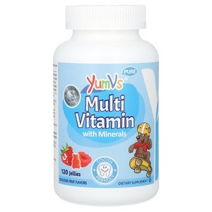 YumVs Multivitamin for Kids | Fruit Flavor Chewable Jellies/Gummies | 120 Count | Daily Dietary Supplement w/ Vitamins & Minerals – Vitamin D 600 - 1 of 2