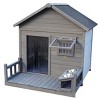LAOTIES 44'' Large Wooden Outdoor Dog House with Porch,Pet Shelter with Insulated Roof,Lockable Door And Feeding Bowls - 3 of 4