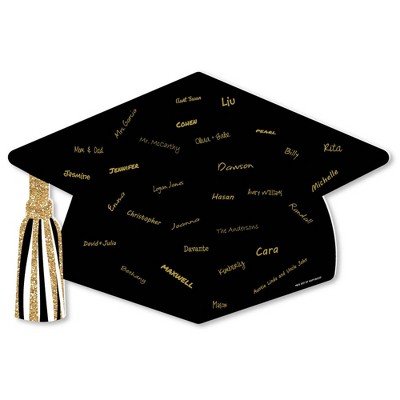 Big Dot of Happiness Tassel Worth The Hassle - Gold - Grad Cap Guest Book Sign - Graduation Party Guestbook Alternative - Signature Mat