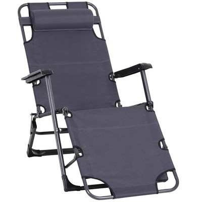 Resenkos Lounge Chair Outdoor, Patio Lounge Chair,Folding Chaise Lounge Chair for Outside, 2-in-1 Tanning Chair with Pillow & Pocket, Red