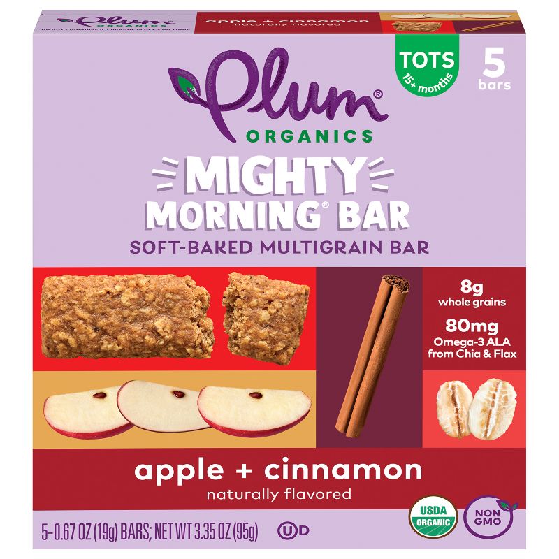Plum Organics Mighty Morning Bars - Apple and Cinnamon - 0.67oz/5ct, 1 of 14