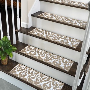 Sussexhome Floral Collection Anti-Slip Carpet Stair Treads, 9" X 28" - 1 of 4