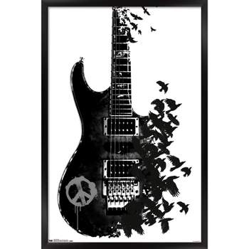Trends International Peace Guitar Made of Crows Framed Wall Poster Prints