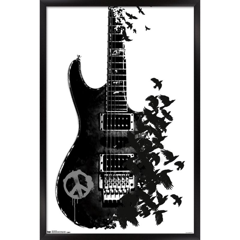 Trends International Peace Guitar Made of Crows Framed Wall Poster Prints, 1 of 7