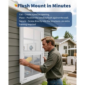 1 Pack Aluminum Shed Windows, Flush Mount Sliding Window with Tempered Glass and Screen for Ventilation in Shed, Chicken Coop, Playhouse - 1 of 4