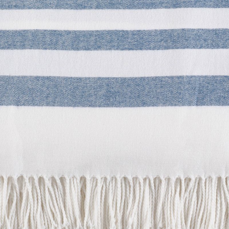 50&#34;x60&#34; Striped Pattern Throw Blanket with Fringes Navy - Saro Lifestyle, 3 of 5