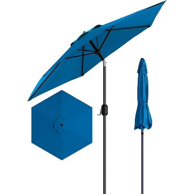 7.5FT Patio Umbrella with Tilt & Crank, 6-Rib UV Protective Canopy, Waterproof Outdoor Shade for Pool, Garden and Deck