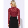 Allegra K Women's Floral Lace Ruffle Long Sleeve Open Front Cropped Cardigan - 3 of 4