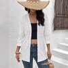 Coolmee Women's 3/4 Sleeve Cardigan Boho Hollowed Out Crochet Knit Shrug Lightweight Cardigan Sweater with Tassels - 4 of 4
