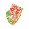 Ross-Simons Italian Multicolored Enamel Flower Ring in 14kt Yellow Gold - 3 of 4