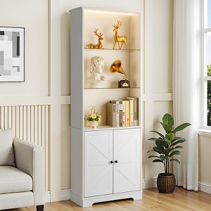 KTMBDW Modern Bookshelves and Bookcases with Doors Floor Standing 5 Shelf Display Storage Shelves 70.9" Tall Bookcase for Home Office, Living Room - 1 of 4