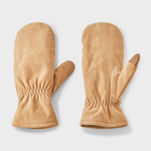 Men s Lined Suede Mittens Goodfellow Co Tan Target