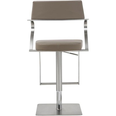 Taupe Adjustable Swivel Barstool with Stainless Steel Base