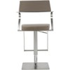 Whiteline Modern Living Zuri Barstool Taupe adjustable height with armrests and square stainless steel base. - 3 of 3