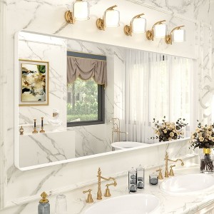 Apmir 72 in. W x 32 in. H Rectangular Aluminum Alloy Framed and Tempered Glass Wall Mirror in Matte White - 1 of 4