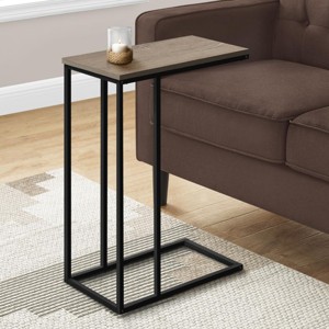 FONTOI End Tables C Shaped, Space Saving, Side Table for Living Room Bedroom, Modern Laminate with Metal Frame, Brown, 25"*17"*3" - 1 of 4