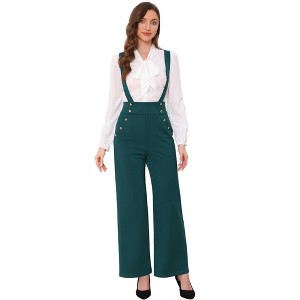 INSPIRE CHIC Women's Casual Office Adjustable Straps Wide Leg Jumpsuits - 1 of 4
