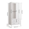 Armoire Closet With 2 Drawers, Wardrobe With Mirror Door And Hanging Rod, Metal Wardrobe For Closet With Magnetic Door-Cuddlewood - 4 of 4