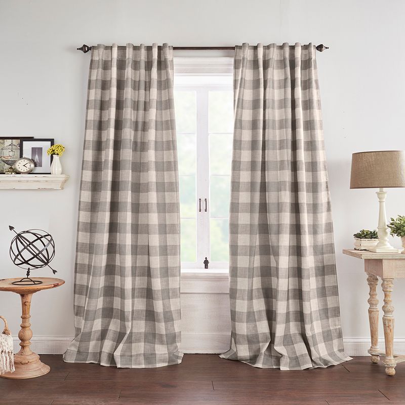 Grainger Buffalo Check Lined Room Darkening Single Window Curtain Panel - Elrene Home Fashions, 1 of 3