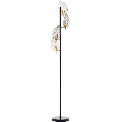 Vynxaria Floor Lamps, 67.3 Inches, Tree - Shaped Design with Leaf - Shaped Shadows, Black Body, for Bedroom & Living Room