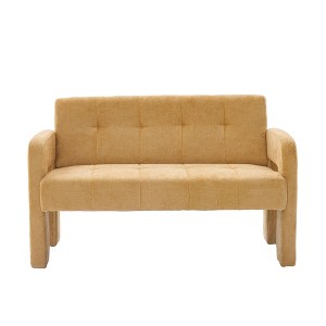 QingMoon Mini Loveseat Sofa, Chenille 2 Seat Couch, Modern Armchair, Cozy Compact Upholstered Sofa for Living Room, Apartment and Office - 1 of 4