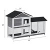 58'' Bunny Hutch Indoor with 3 Leak-Proof Trays, Waterproof Roof Rabbit Hutch , 2-Tier Wooden Bunny House/Chicken Coop - 2 of 4
