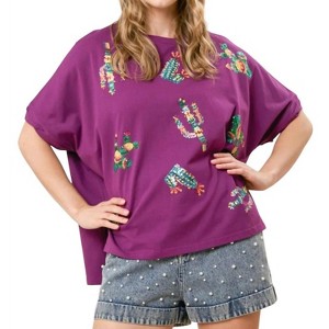 Women's COLORFUL CACTUS TOP - FANTASTIC FAWN - 1 of 4