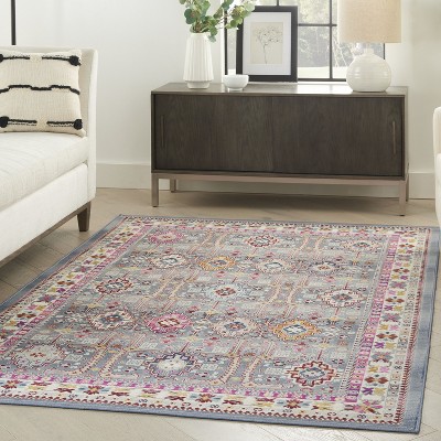 Gray and Multicolor Geometric 8' x 10' Synthetic Area Rug