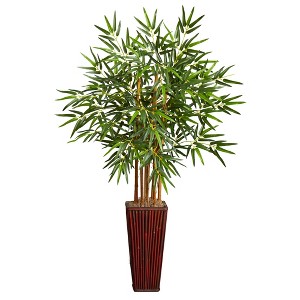 Nearly Natural 4-ft Bamboo w/Decorative Planter - 1 of 1