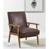 TiramisuBest Set of 2 Upholstered Teddy Faux Fur Dining Chairs with Adjustable Legs and Armrests, Comfortable Accent Chairs (Light Brown) - 3 of 4