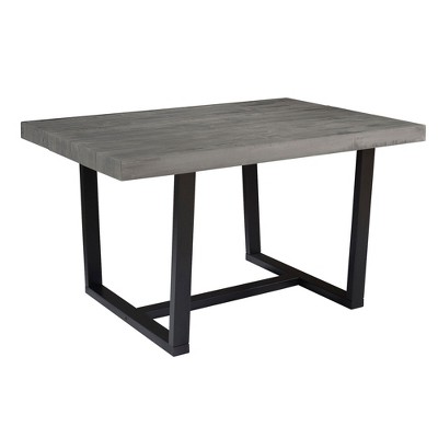 Okak Modern Distressed Solid Wood and Metal Dining Table Industrial Farmhouse Style, Seats 4-6, Ideal for Kitchen or Dining Room