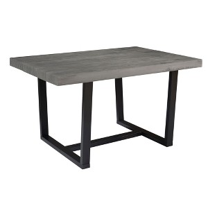 Okak Modern Distressed Solid Wood and Metal Dining Table Industrial Farmhouse Style, Seats 4-6, Ideal for Kitchen or Dining Room - 1 of 4