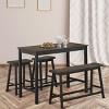 Costway 4 Pcs Solid Wood Counter Height Table Set w/ Height Bench & Two Saddle Stools - 3 of 4