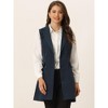 Allegra K Women's Lapel Collar Sleeveless Long Coat Double Breasted Belt Waist Trench Vest - 3 of 4