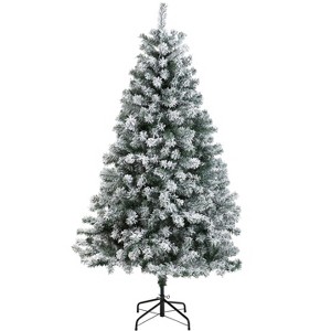 Nearly Natural 6-ft Flocked Rock Springs Spruce Artificial Christmas Tree - 1 of 4