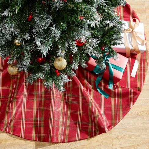 Green plaid shop tree skirt