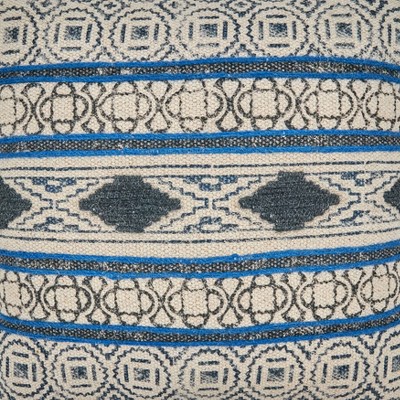Boho Rug Design Soft Cotton Throw Pillow Cover - Blue
