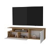 Vynxaria Modern TV Stand with Drop-Down Door, Hinged Door, Open Shelves, Cable Management, Natural Oak and White, 17.3" H x 63.3" W x 15.7" D - 4 of 4